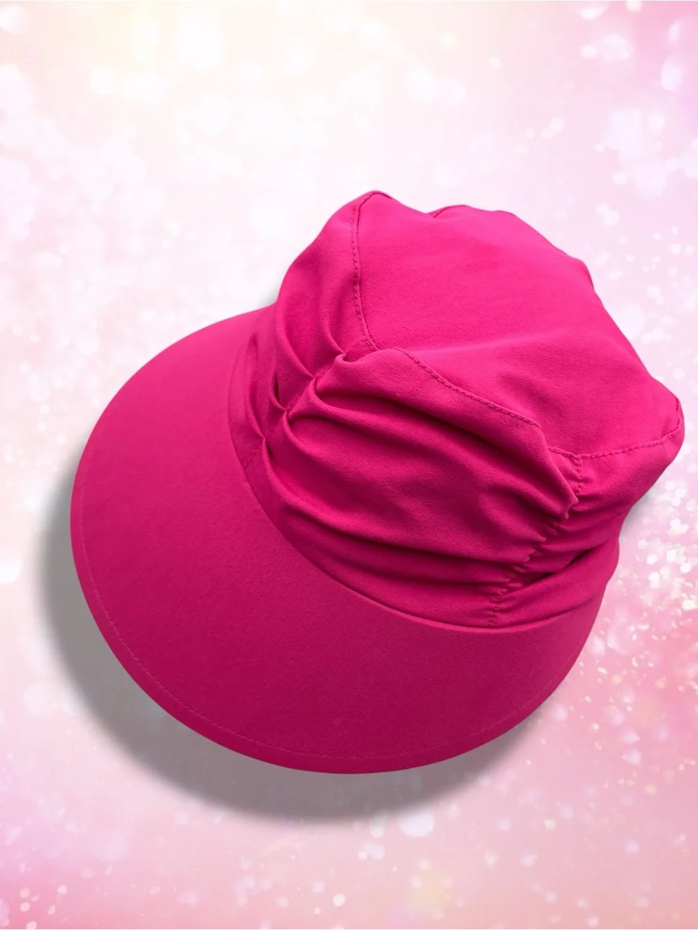 Coolibar UPF 50+ Ruched Sun Hat Bucket Visor Hot Pink Vibrant S/M